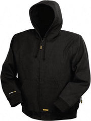 DeWALT - Size L Heated & Cold Weather Jacket - Black, Cotton, Zipper Closure, 50" Chest - All Tool & Supply