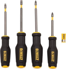 DeWALT - 4 Piece Phillips & Slotted Screwdriver Set - Ergonomic Handle, Blade Sizes: Length 3 to 4, Width 3/16 & 1/4, Bit Sizes: Philips #1 to #2 - All Tool & Supply