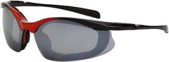 CrossFire - Silver Mirror Lenses, Framed Safety Glasses - Scratch Resistant, Black Frame, Size Universal, Wrap Around - All Tool & Supply