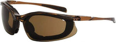 CrossFire - Brown Lenses, Framed Safety Glasses - Anti-Fog, Black Frame, Size Universal, Wrap Around - All Tool & Supply