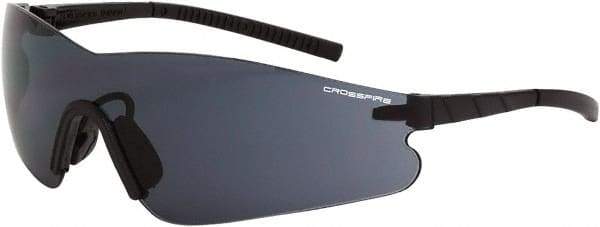 CrossFire - Smoke Lenses, Framed Safety Glasses - Anti-Fog, Black Frame, Size Universal, Wrap Around - All Tool & Supply