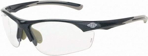 CrossFire - Clear Lenses, Framed Safety Glasses - Scratch Resistant, Gray Frame, Size Universal, Wrap Around - All Tool & Supply