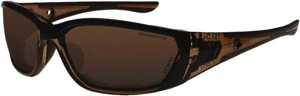 CrossFire - Brown Lenses, Framed Safety Glasses - Anti-Fog, Crystal Brown Frame, Size Universal, Wrap Around - All Tool & Supply