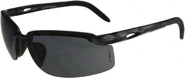 CrossFire - Smoke Lenses, Framed Safety Glasses - Scratch Resistant, Black Frame, Size Universal, Wrap Around - All Tool & Supply