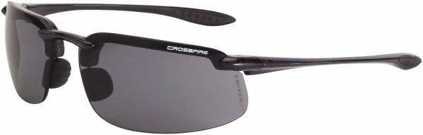 CrossFire - Smoke Lenses, Framed Safety Glasses - Scratch Resistant, Crystal Black Frame, Size Universal, Wrap Around - All Tool & Supply