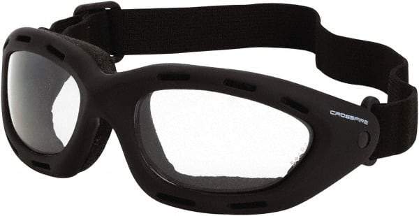 CrossFire - Clear Lenses, Framed Safety Glasses - Anti-Fog, Black Frame, Size Universal, Wrap Around - All Tool & Supply