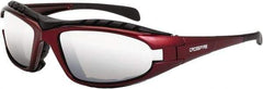 CrossFire - Silver Mirror Lenses, Framed Safety Glasses - Scratch Resistant, Red Frame, Size Universal, Wrap Around - All Tool & Supply