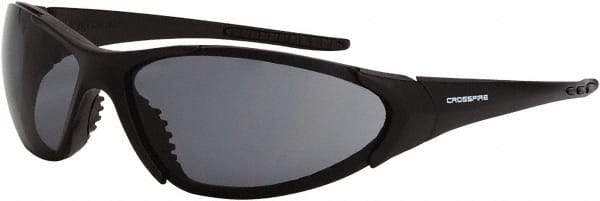 CrossFire - Smoke Lenses, Framed Safety Glasses - Scratch Resistant, Black Frame, Size Universal, Wrap Around - All Tool & Supply