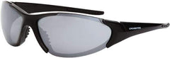 CrossFire - Silver Mirror Lenses, Framed Safety Glasses - Scratch Resistant, Black Frame, Size Universal, Wrap Around - All Tool & Supply