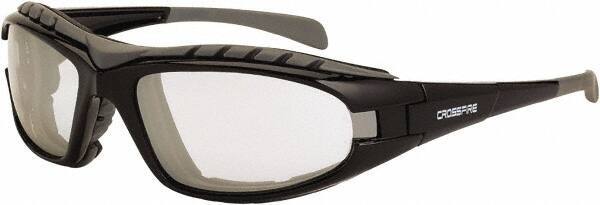 CrossFire - Indoor/Outdoor Lenses, Framed Safety Glasses - Anti-Fog, Black Frame, Size Universal, Wrap Around - All Tool & Supply