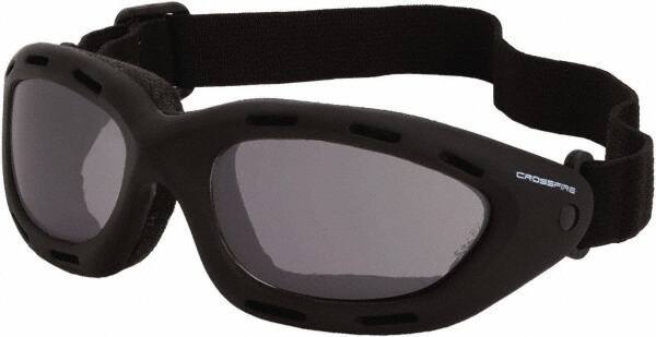 CrossFire - Smoke Lenses, Framed Safety Glasses - Anti-Fog, Black Frame, Size Universal, Wrap Around - All Tool & Supply