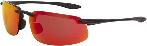 CrossFire - Red Mirror Lenses, Framed Safety Glasses - Scratch Resistant, Black Frame, Size Universal, Wrap Around - All Tool & Supply