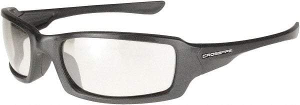 CrossFire - Indoor/Outdoor Lenses, Framed Safety Glasses - Scratch Resistant, Gray Frame, Size Universal, Wrap Around - All Tool & Supply