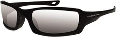 CrossFire - Silver Mirror Lenses, Framed Safety Glasses - Scratch Resistant, Black Frame, Size Universal, Wrap Around - All Tool & Supply