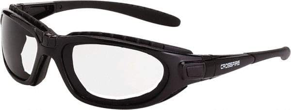 CrossFire - Clear Lenses, Framed Safety Glasses - Anti-Fog, Crystal Black Frame, Size Universal, Wrap Around - All Tool & Supply