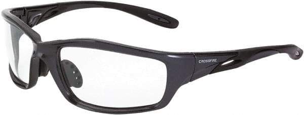 CrossFire - Clear Lenses, Framed Safety Glasses - Scratch Resistant, Gray Frame, Size Universal, Wrap Around - All Tool & Supply