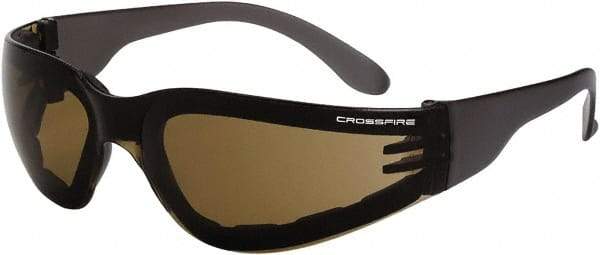 CrossFire - Brown Lenses, Framed Safety Glasses - Anti-Fog, Brown Frame, Size Universal, Wrap Around - All Tool & Supply