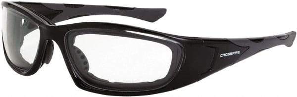 CrossFire - Clear Lenses, Framed Safety Glasses - Anti-Fog, Black Frame, Size Universal, Wrap Around - All Tool & Supply