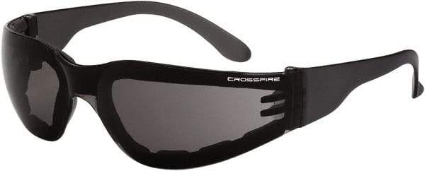 CrossFire - Smoke Lenses, Framed Safety Glasses - Anti-Fog, Black Frame, Size Universal, Wrap Around - All Tool & Supply