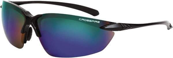 CrossFire - Polarized Smoke Lenses, Framed Safety Glasses - Scratch Resistant, Black Frame, Size Universal, Wrap Around - All Tool & Supply