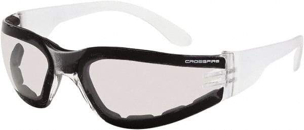 CrossFire - Indoor/Outdoor Lenses, Framed Safety Glasses - Anti-Fog, Clear Frame, Size Universal, Wrap Around - All Tool & Supply