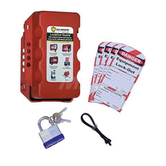 Portable Lockout Kits; Type: Complete Lockout Kit; Container Type: Carrying Case; Number of Padlocks Included: 0; Key Type: Keyed Alike; Master Keyed; Includes: The Lock-Out Guard comes complete with lock-out guard box, (4) lock-out guard tags, (4) tie st