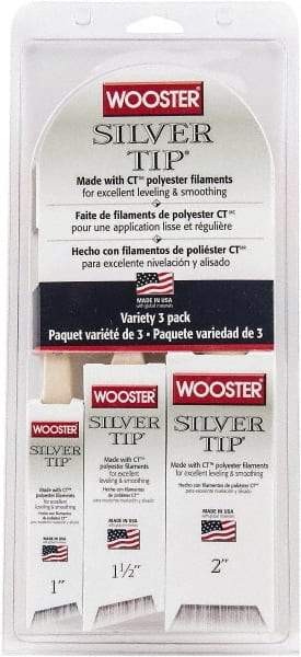 Wooster Brush - 1, 1-1/2 & 2" Angle/Flat Polyester General Purpose Paint Brush Set - 2-3/16, 2-7/16 & 2-11/16" Bristle Length, 7-1/2" Wood Handle - All Tool & Supply