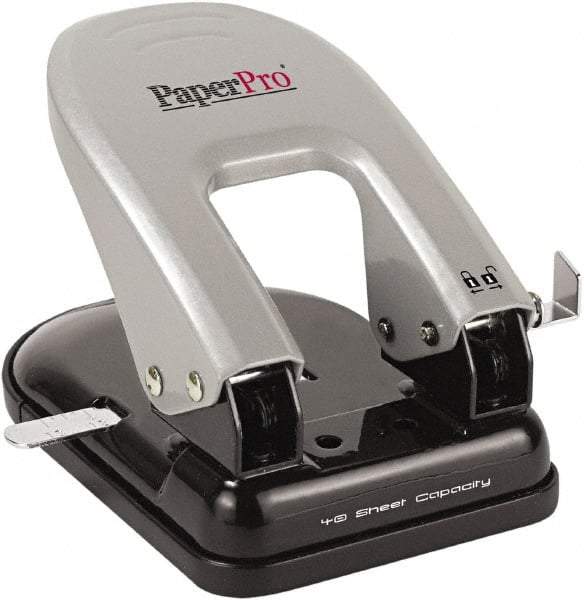 PaperPro - Paper Punches Type: 40 Sheet Manual Two Hole Punch Color: Black/Silver - All Tool & Supply