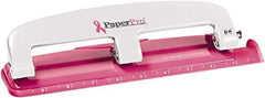 PaperPro - Paper Punches Type: 12 Sheet Manual Three Hole Punch Color: Pink - All Tool & Supply