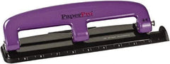 PaperPro - Paper Punches Type: 12 Sheet Manual Three Hole Punch Color: Purple/Black - All Tool & Supply