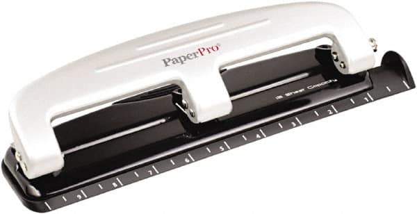 PaperPro - Paper Punches Type: 12 Sheet Manual Three Hole Punch Color: Black/Gray - All Tool & Supply