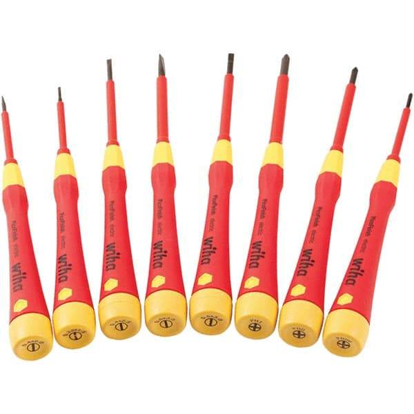 Wiha - 8 Piece Slotted & Phillips Screwdriver Set - #00 to #1 Phillips Size - All Tool & Supply