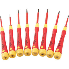 Wiha - 8 Piece Slotted & Phillips Screwdriver Set - #00 to #1 Phillips Size - All Tool & Supply