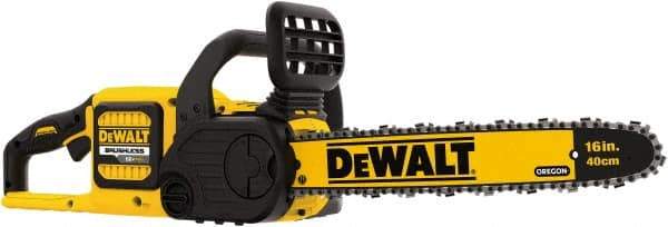 DeWALT - 60 Volt, 15 m/sec, Battery Powered Chainsaw - 16" Guide Bar Length, 7,500 RPM, 3/8" Chain Pitch, 0.043 Chain Gauge - All Tool & Supply