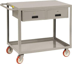 Little Giant - 1,200 Lb Capacity, 24" Wide x 42" Long x 35" High Shelf Cart - 2 Shelf, Steel, 2 Rigid/2 Swivel Casters - All Tool & Supply