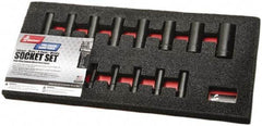 Ability One - 14 Piece 3/8" Drive Deep Well Impact Socket Set - 6 Points, 8mm to 24mm Range, Inch Measurement Standard - All Tool & Supply