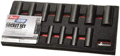 Ability One - 13 Piece 1/2" Drive Deep Well Impact Socket Set - 6 Points, 1/8" to 1-1/4" Range, Inch Measurement Standard - All Tool & Supply