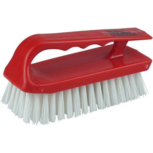 6″ Scrub Brush, Finger Grip Handle, White Polypropylene Fill - All Tool & Supply