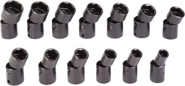 Proto - 13 Piece 1/2" Drive Black Finish Impact Socket Set - 6 Points, 1/2" to 1-1/4" Range, Inch Measurement Standard - All Tool & Supply