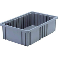 Quantum Storage - 40 Lb Load Capacity Gray Polypropylene Dividable Container - Stacking, 5" Long x 10.9" Wide x 16-1/2" High - All Tool & Supply