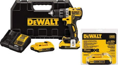 DeWALT - 20 Volt 1/2" Chuck Mid-Handle Cordless Drill - 0-500 & 0-2000 RPM, Keyless Chuck, Reversible, 3 Lithium-Ion Batteries Included - All Tool & Supply