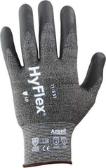 Ansell - Size XS (6), ANSI Cut Lvl 2, Puncture Lvl 4, Abrasion Lvl 4, Silicone-Free Nitrile Coated Cut & Puncture Resistant Gloves - 8.66" Long, Palm & Fingertips Coated, Knit Wrist, Black, Paired - All Tool & Supply