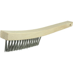 V-Groove Hand Wire Scratch Brush, .012 Stainless Steel Fill, Curved Handle, 3 × 19 Rows - All Tool & Supply