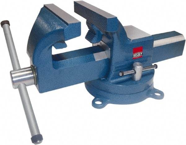 Bessey - 4" Jaw Width, 4-1/4" Opening Capacity, 2-3/8" Throat Depth, Steel Swivel Bench Vise - Bolt Down Base Attachment - All Tool & Supply