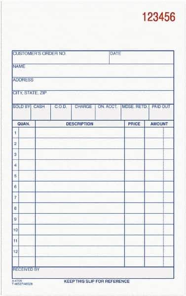 Adams Business Forms - 50 Sheet, 4-3/16 x 7-3/16", Sales Order Book - White - All Tool & Supply