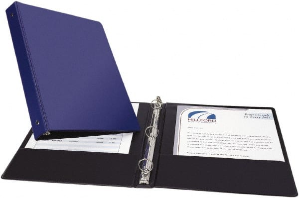 175 Sheet Capacity, 11 x 8-1/2″, Non-View Ring Binder Vinyl, Blue