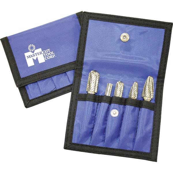 Made in USA - 5 Piece, 1/4" Shank Burr Set - Multiple Head Shapes, Solid Carbide - All Tool & Supply