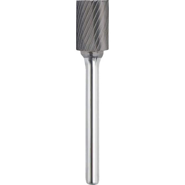 Made in USA - 8mm Cut Diam, 0.2362" Shank Diam, Carbide Single Cut Cylinder Burr with End Cut - All Tool & Supply