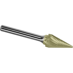 Made in USA - 1/8" Cut Diam, 1/8" Shank Diam, Cone Head Chipbreaker Cut Burr - Carbide, 5/8" LOC, 3" OAL - All Tool & Supply