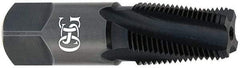 OSG - 1/2-14 NPT, 15° Helix, 4 Flutes, Bottoming Chamfer, TiCN Finish, High Speed Steel, Spiral Flute Pipe Tap - 11/16" Shank Diam, 1-3/8" Thread Length, 0.4687" Projection, 0.515" Square Size, Series S125 - All Tool & Supply